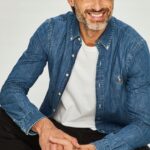 RALPH LAUREN Koszula Męska Jeansowa Granatowa Na Co Dzień PREMIUM r. S