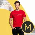 TOMMY HILFIGER Koszulka Est 1985 T-Shirt Czerwony Męski Klasyczny r. M