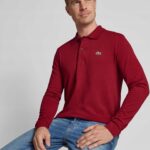 LACOSTE Longsleeve Koszulka Bordowa Męska Regular Premium r. M