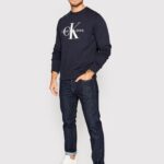 CALVIN KLEIN Bluza Męska Bez Kaptura Granatowa Sportowa Monologo r. M