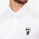 KARL LAGERFELD Koszulka Polo Męska Polówka Biała T-shirt Premium r. S